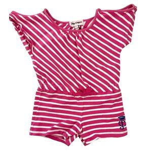 Juicy Couture Pink and White Striped Baby Romper 12 to 18M Cold Shoulder Sleeves
